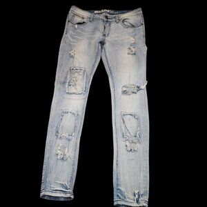 Machine Light Blue Distressed Women Jeans